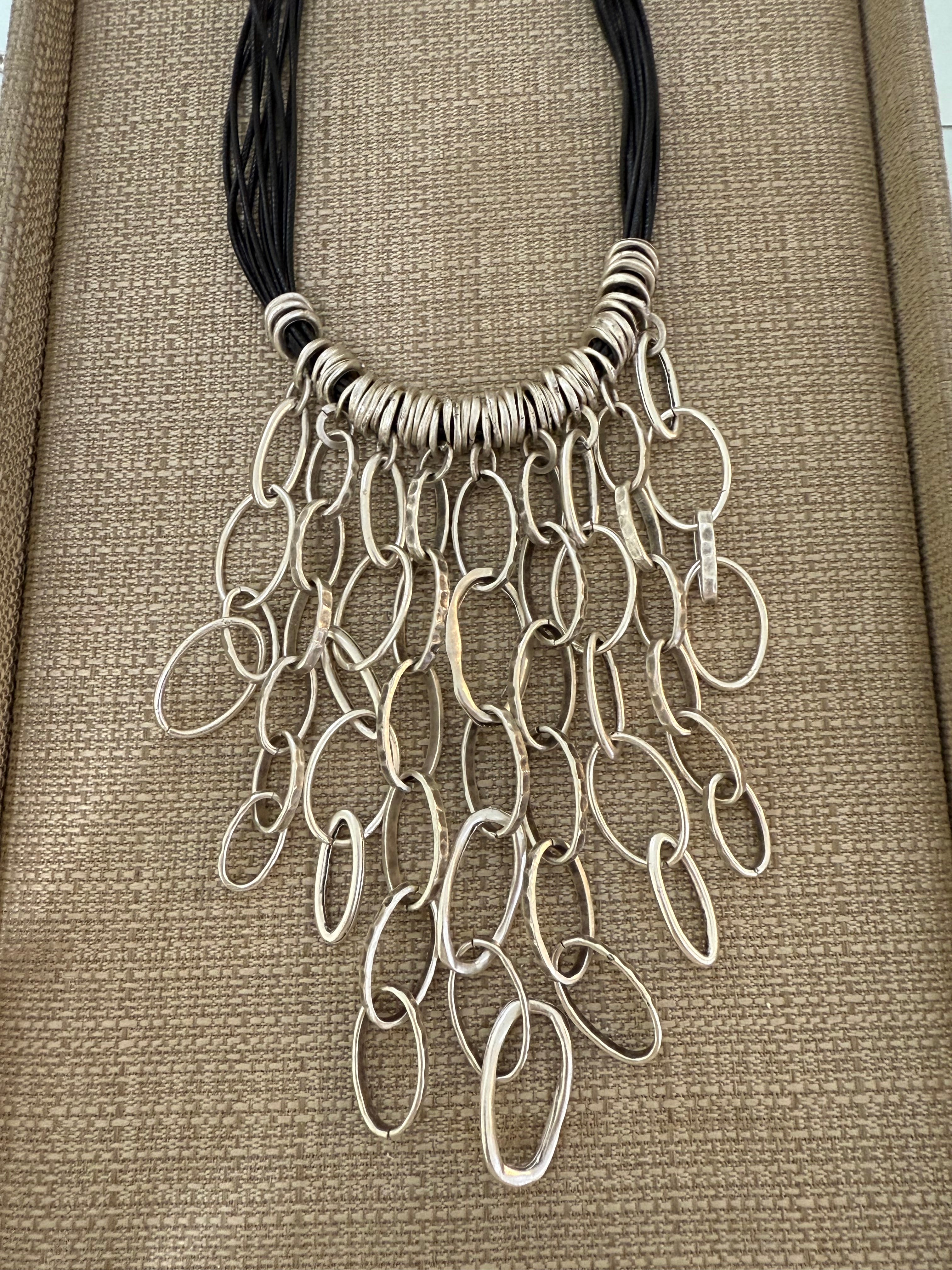 A cascade silver necklace